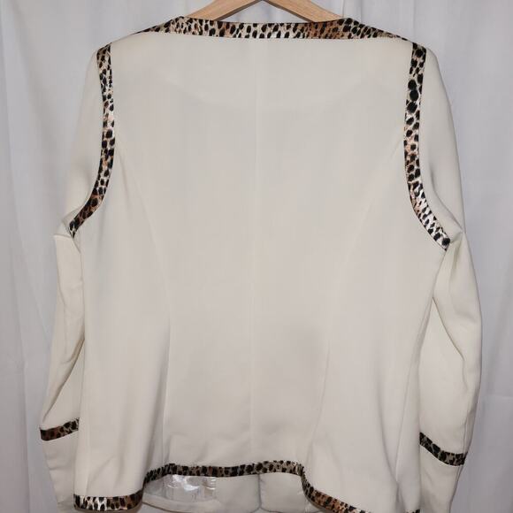 Midnight Velvet Size 12 White Jacket Animal Trip Polyester Hook Eye Lined - Picture 13 of 14